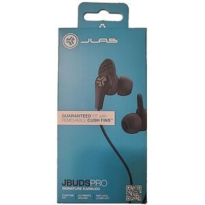 JLab JBuds Pro Signature Earbuds Black with Removeable Cush Fins